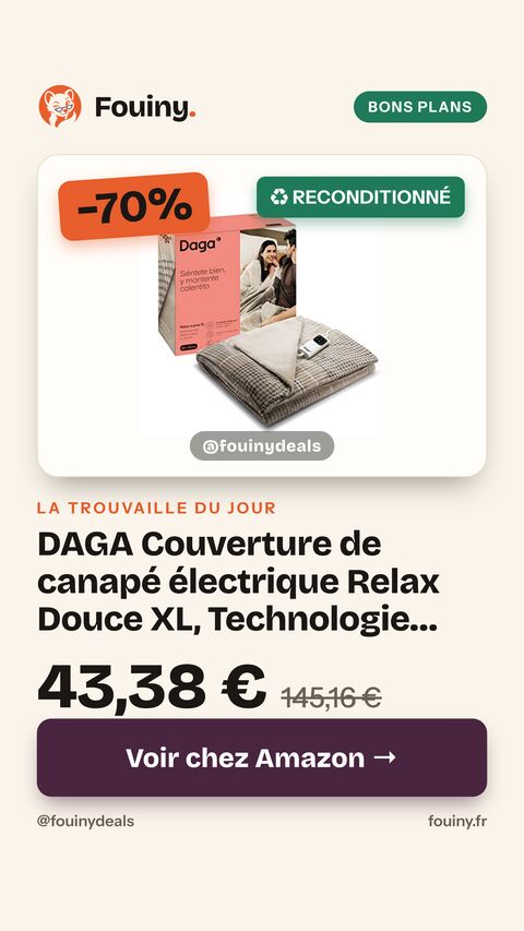 DAGA Couverture de canapé électrique Relax Douce XL, Technologie Intellisense, Tissu Ultra-Doux, Multi-minuteur, 6 Niveaux de température, 140 x 180 cm 140 x 180 cm