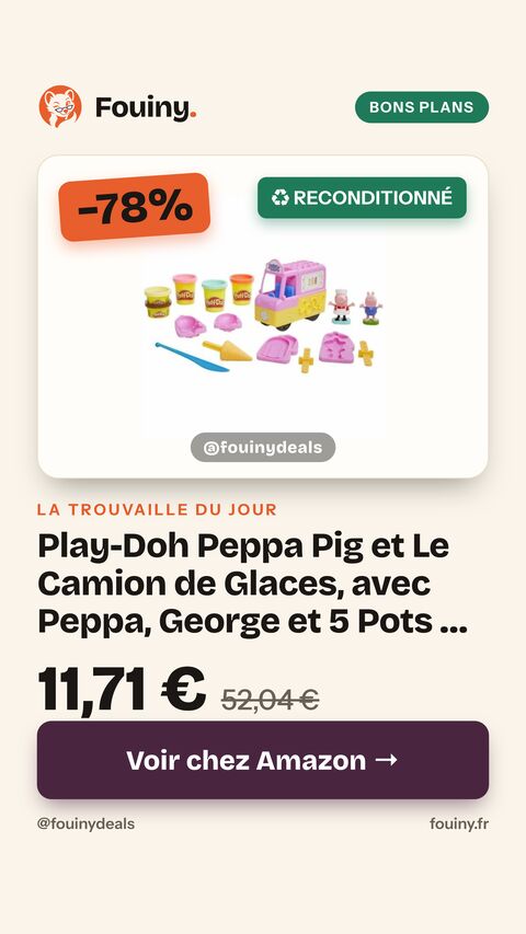 Play-Doh Peppa Pig et Le Camion de Glaces, avec Peppa, George et 5 Pots de Pate a Modeler dès 3 Ans Taille unique