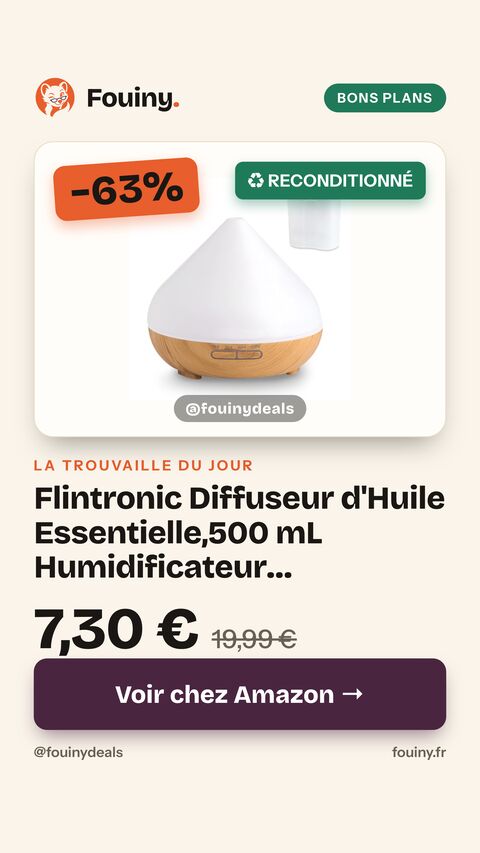 Flintronic Diffuseur d'Huile Essentielle,500 mL Humidificateur d'aromathérapie avec 7 LED, Ultrasonique Diffuseur Huiles Essentielles Electrique avec Arrêt Automatique pour Yoga,Massage,Bureau,Chambre 500 ML