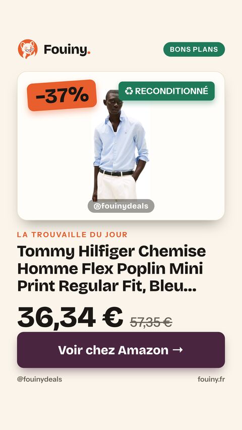 Tommy Hilfiger Chemise Homme Flex Poplin Mini Print Regular Fit, Bleu (Cloudy Blue), XXL XXL