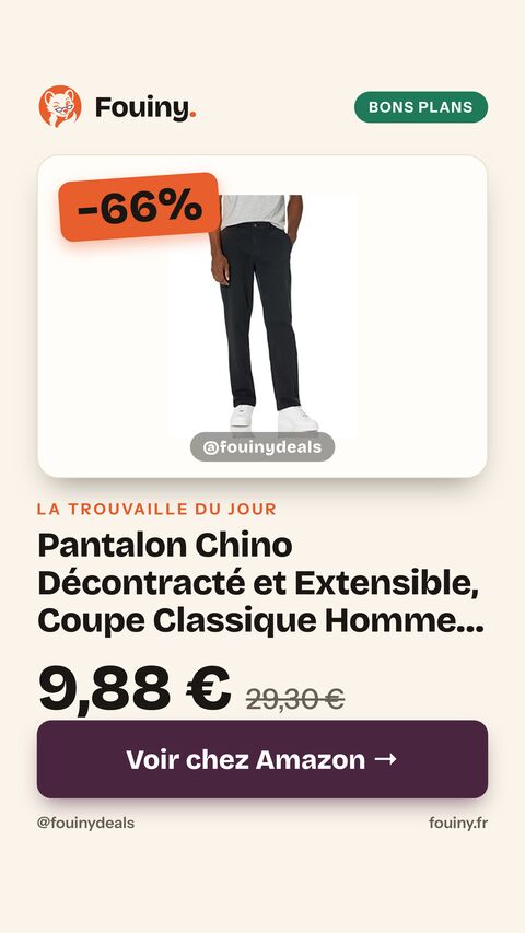Pantalon Chino Décontracté et Extensible, Coupe Classique Homme, Noir,