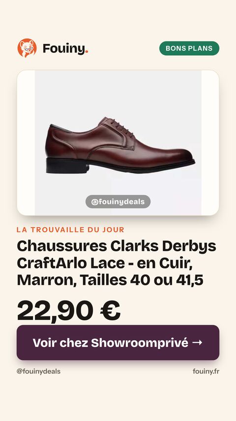 Chaussures Clarks Derbys CraftArlo Lace - en Cuir, Marron, Tailles 40 ou 41,5