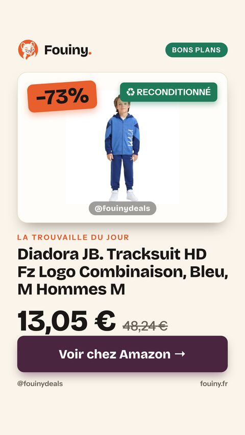 Diadora JB. Tracksuit HD Fz Logo Combinaison, Bleu, M Hommes M