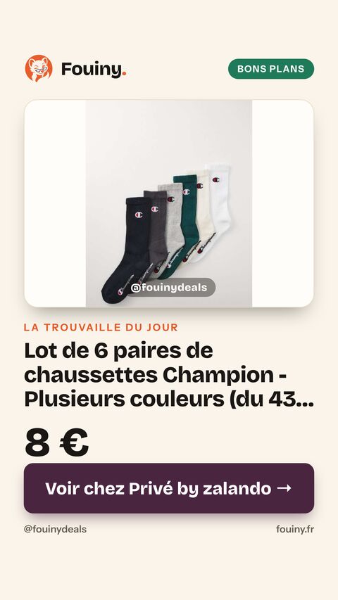 Lot de 6 paires de chaussettes Champion - Plusieurs couleurs (du 43 au 46)