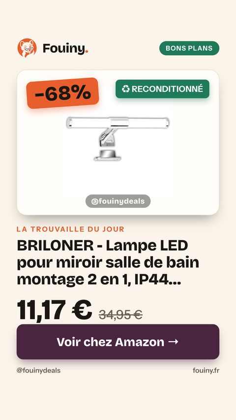 BRILONER - Lampe LED pour miroir salle de bain montage 2 en 1, IP44 protection éclaboussures, 4.000K blanc neutre, lampe salle de bain, éclairage d'armoire, lampe de miroir, 30 cm, chrome 30 cm