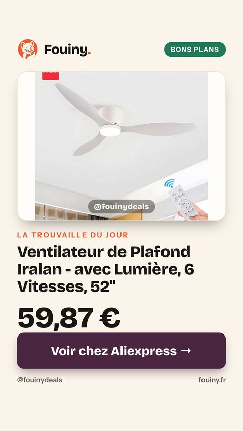 Ventilateur de Plafond Iralan - avec Lumière, 6 Vitesses, 52"