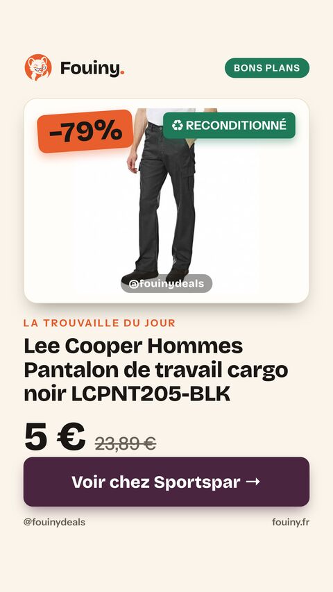 Lee Cooper Hommes Pantalon de travail cargo noir LCPNT205-BLK