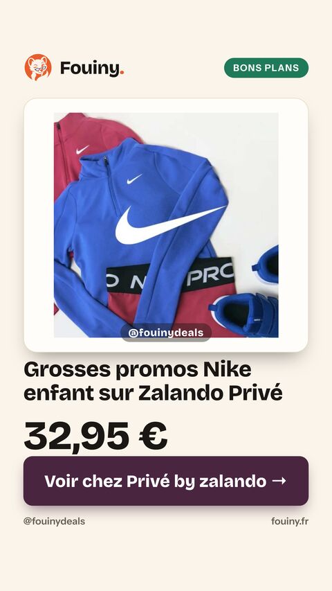 Grosses promos Nike enfant sur Zalando Privé