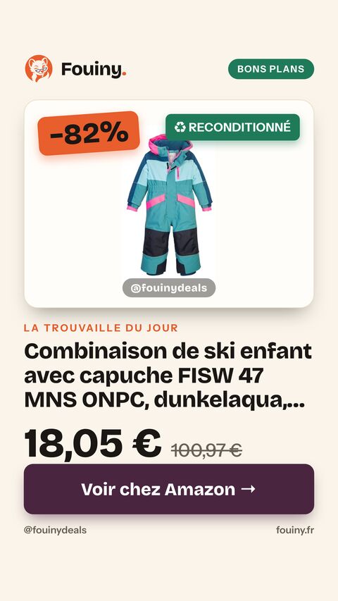 Combinaison de ski enfant avec capuche FISW 47 MNS ONPC, dunkelaqua, 86/92, 43394-000 86-92