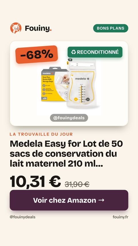 Medela Easy for Lot de 50 sacs de conservation du lait maternel 210 ml jetables anti-fuite avec protection