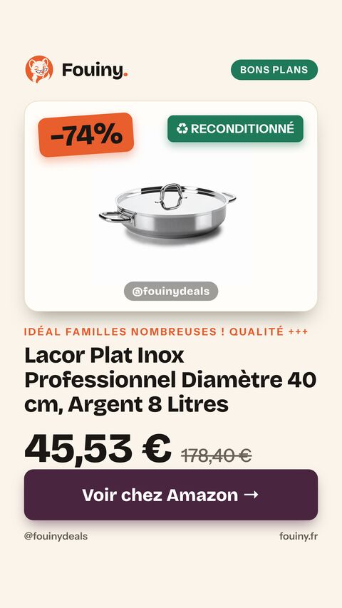 Lacor Plat Inox Professionnel Diamètre 40 cm, Argent 8 Litres