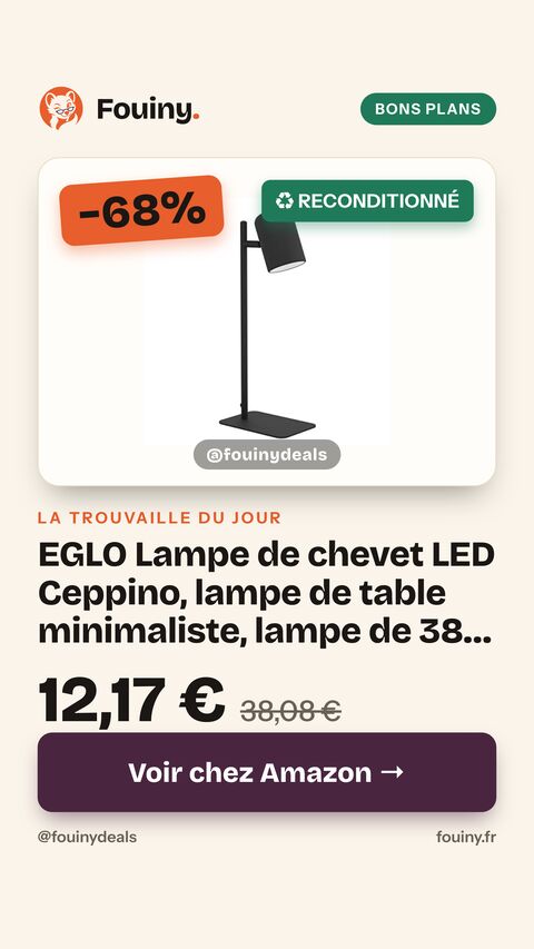 EGLO Lampe de chevet LED Ceppino, lampe de table minimaliste, lampe de 38 cm (H) x 11 cm (W) x 16.5 cm (D)