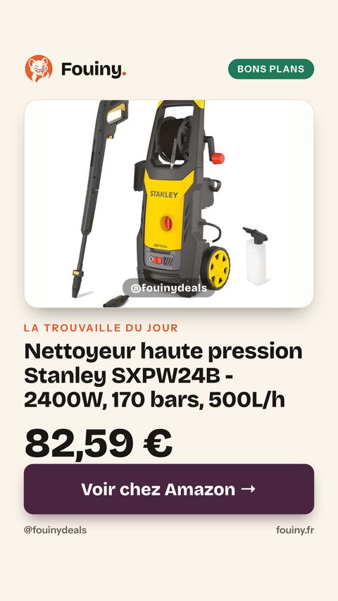 Nettoyeur haute pression Stanley SXPW24B - 2400W, 170 bars, 500L/h
