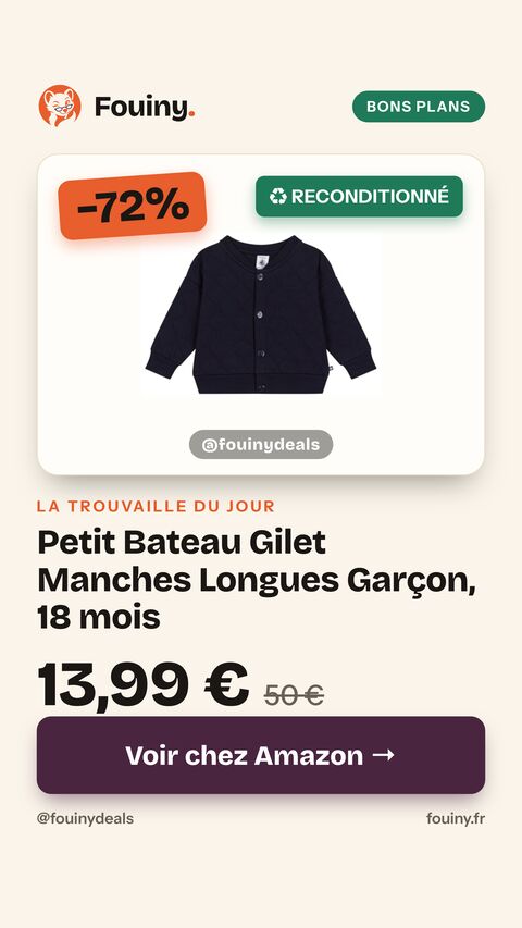 Petit Bateau Gilet Manches Longues Garçon, 18 mois