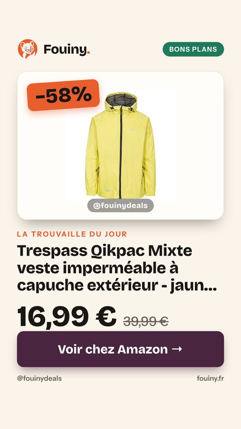 Trespass Qikpac Mixte veste imperméable à capuche extérieur - jaune - M