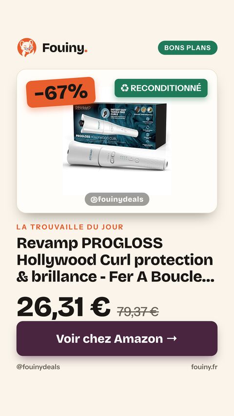Revamp PROGLOSS Hollywood Curl protection & brillance - Fer A Boucler Rotatif Automatique – Technologie Ionique - Témoin Sonore - Céramique Infusées D’huiles Douces- Boucler Ou Onduler Les Cheveux taille unique