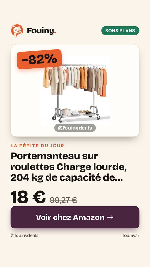 Portemanteau sur roulettes Charge lourde, 204 kg de capacité de charge