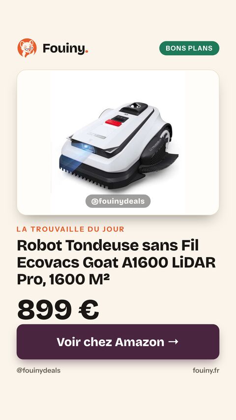Robot Tondeuse sans Fil Ecovacs Goat A1600 LiDAR Pro, 1600 M²