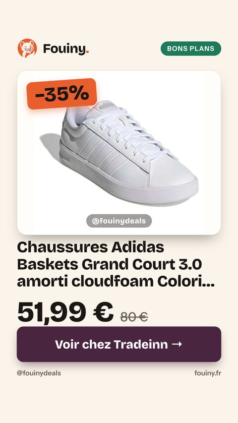 Chaussures Adidas Baskets Grand Court 3.0 amorti cloudfoam Colori Blanc, Plusieurs coloris et plusieurs tailles